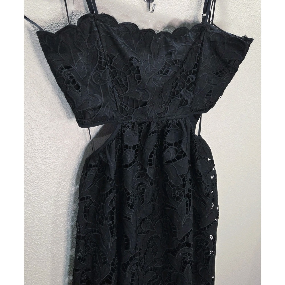 Express Black Lace Cutout Back Dress Spaghetti Strap Fit Flare Small - Picture 4 of 14